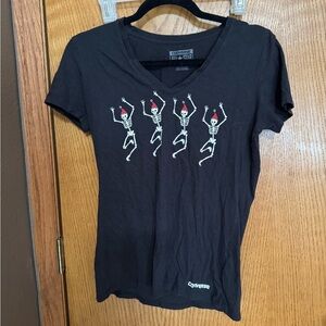 Converse Black Tee with Dancing Skeletons